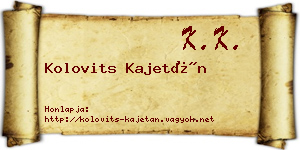 Kolovits Kajetán névjegykártya